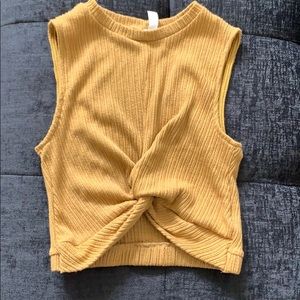 XS mustard-colored crop top